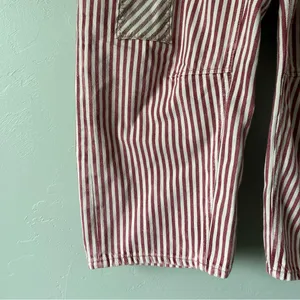 Free People Moxie Railroad Low Slung Barrel Leg Jeans Brick Stripe Size 31 thumbnail 5