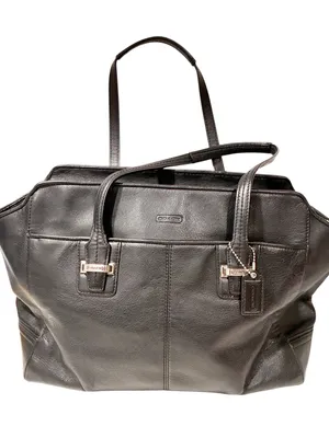 Coach Taylor F25205 Alexis Leather Carryall Satchel Tote Bag in black Leather thumbnail 1