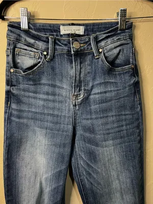 Risen High Rise Distressed Raw Hem Long Inseam Straight Leg Denim Jeans thumbnail 3