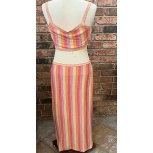 Altar’d State Avery Striped Midi Dress Size XL Cut Out Stretch Resort thumbnail 4