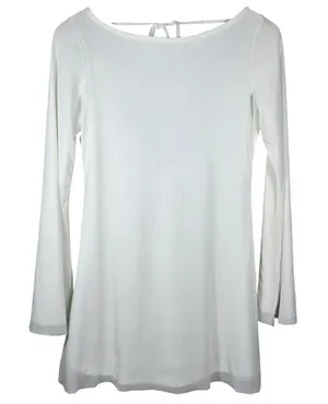 Princess Polly White Lukea Long Sleeve‎ Mini Dress Open Back Mesh Overlay US 8 thumbnail 1