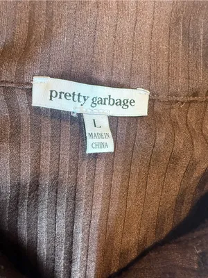 Pretty Garbage Collared Ribbed Cutout Mini Dress in‎ Dark Brown Size L thumbnail 5