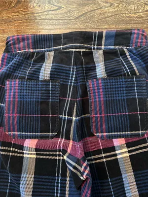 Anthropologie Alicia Moto Corduroy Pants Womens 29 Navy Plaid Slim Fit thumbnail 5