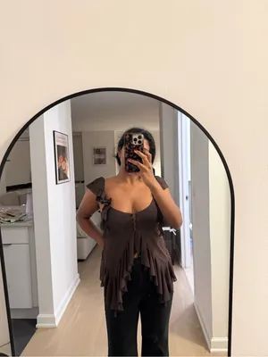 Zara Brown Ruffle-Trim Camisole thumbnail 2