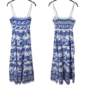 NEW Beach‎ Riot Rianne Printed Maxi Dress Blue White Tropical Resort Travel XS thumbnail 4
