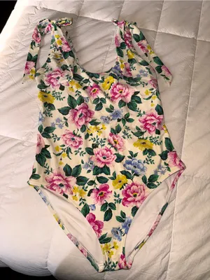 aerie Cream One-Piece with Pink & Green Trim thumbnail 1