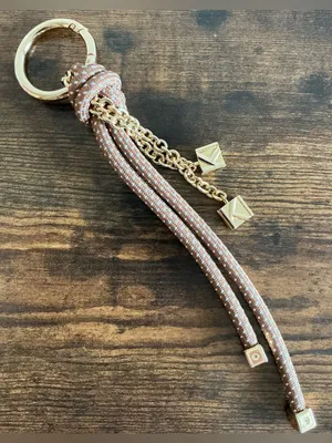 NWOT Michael Kors Speckled Cord/Chain MK Logo Bag Charm Purse Accessory Keyring thumbnail 2