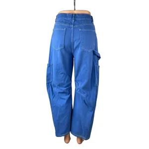 Lioness Miami Vice Women's High Rise Baggy Wide Leg Cargo Denim Jeans Pants Sz M thumbnail 4