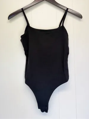 MADEWELL Black Tank Spaghetti Strap Thong Adjustable Body Suit Medium thumbnail 4