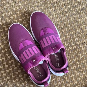 Puma Women's Slip-On Athletic Sneakers in Magenta with White Sole thumbnail 4