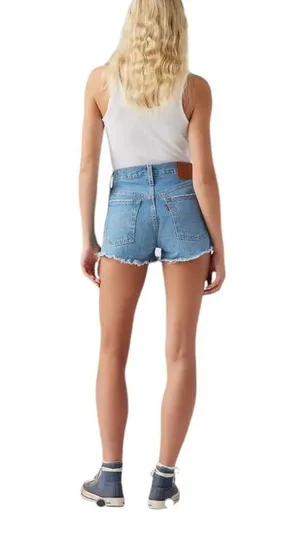Levi’s 501 High Rise Denim Shorts Sz 24 Light Wash Cotton Distressed Button Fly thumbnail 4