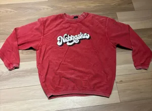 Chicka-d Nebraska Corded Crewneck Sweatshirt Red Medium thumbnail 1