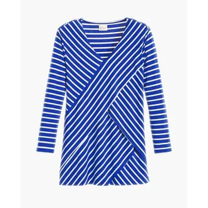 Chico's Miraculous Stripe Tiered Top Blue White‎ Asymmetrical Stripe Sz 1 M 8 thumbnail 8
