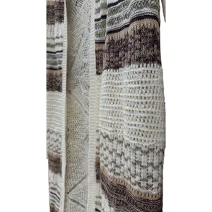 Cato Womens Open Knit Hooded Duster Cardigan Sweater Olive Brown Striped S NEW thumbnail 3