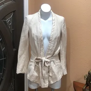 Zara Basic beige v neck wrap blazer jacket thumbnail 3
