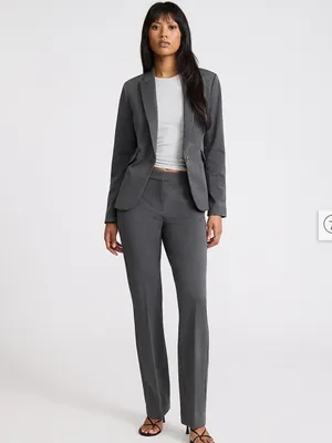 Express Editor Women’s Fitted Gray One Button Blazer with Black Lining thumbnail 5