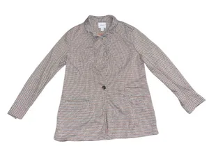 Nine West Knit Stretch Plaid Blazer SZ L Business Office Academia Preppy thumbnail 1