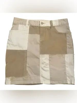 Pilcro and the letterpress Patchwork Mini Skirt in Beige and Cream thumbnail 2