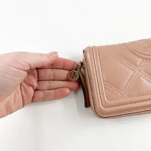 Tory Burch Flemming Continental Zip Around Leather Wallet Pink thumbnail 6