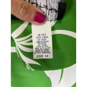 Vintage Tropical Hibiscus Floral Midi Dress Green White Resort Vacation S New thumbnail 8