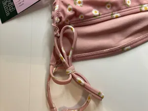 Wild Fable Pink Daisy Side Tie High Leg Low Rise Cheeky Bikini Bottom XS 0-2 New thumbnail 5