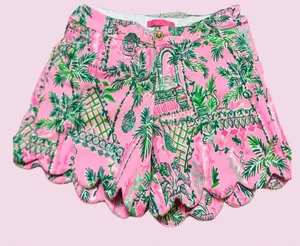 Lilly Pulitzer Pink & Green Scallop-Hem Shorts size 4 thumbnail 1