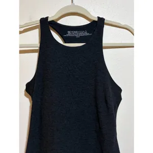 Beyond Yoga Size S Spacedye Ruffled Up High Neck Racerback Dress Black thumbnail 4