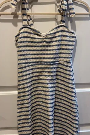 Altar'd State Cream and Navy Striped Mini Dress thumbnail 1