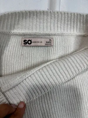 SO Goods For Life Off White Ribbed Knit oversized sweater thumbnail 3