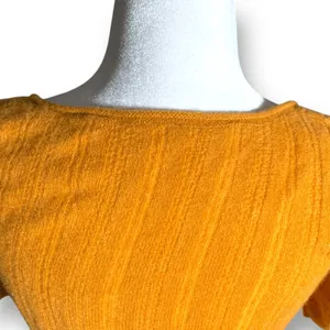 Free People Ava Cashmere Cropped Scoop Neck Sweater Short Sleeve‎ Goldenrod XS thumbnail 5