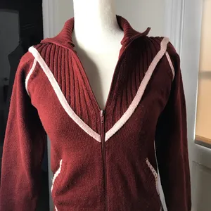 Vintage Sultra zip up sweater jacket maroon size S 70’s era Pockets thumbnail 10