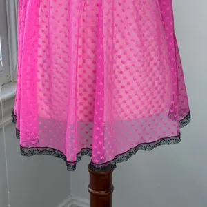 Seductivewear by Cinema Etoile Pink Hearts Babydoll Chemise Black Lace Medium thumbnail 3