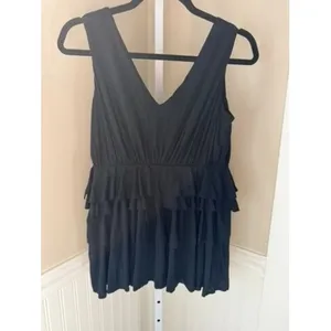 Robert Rodriguez Black Ruffle‎ Tiered V-Neck Sleeveless Top Sz XS thumbnail 3