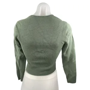 Abercrombie & Fitch Womens Green Knit Square Neck Long Sleeve Crop Sweater Top S thumbnail 2