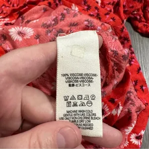 Free People Jinx Red & White Floral Print Cut Out Tie Front‎ Romper Dress Size 4 thumbnail 8