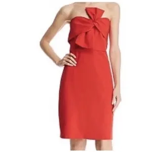 Sam Edelman Red Strapless Bow Sheath Party Dress Sz 6 Dance Homecoming Night Out thumbnail 2