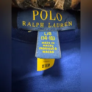 $138 Polo Ralph Lauren Blue Plaid Logo Mock Neck 1/4-Zip Sweater Size Small thumbnail 2