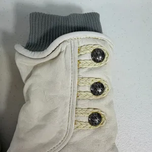 Burton Women L Snowboard Gloves DryRide Leather Button Detail Cream Tan Gray thumbnail 4