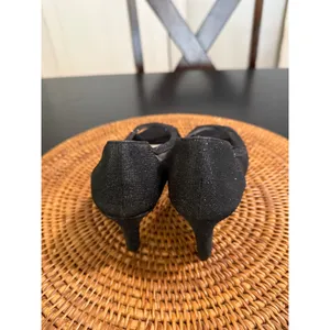 Easy Street Alive 5 Black Glitter Meshi Peep Toe Kitten Heel Pumps Evening Shoes thumbnail 4