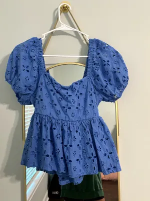 Trixxi Blue eyelet top thumbnail 1