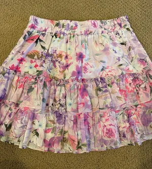 Generation Love Women’s Medium Purple Pink Floral Tiered Skirt thumbnail 1