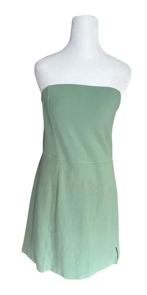 NWT AE American Eagle Strapless‎ Tube Dress Built In Shorts Romper Green Large L thumbnail 1