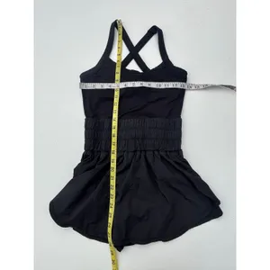 Free People Movement Way Home Skortsie Sleeveless Romper in Black S thumbnail 4