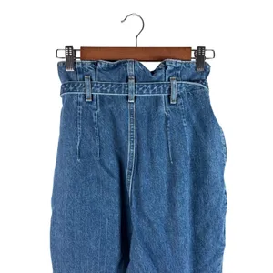 Abercrombie & Fitch Mom Jean Womens 26/2R‎ Blue Paperbag Waist Belted Straight thumbnail 11