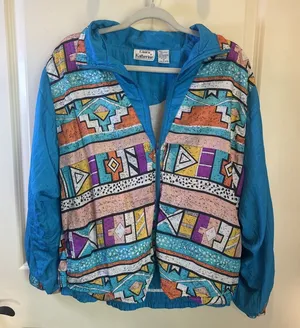 VTG Laura Katherine Medium Windbreaker Multi Color Aztec Lightweight Jacket 90's thumbnail 1
