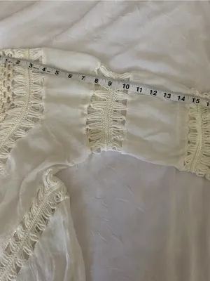 White Crochet-Trim Peasant Top - swim coverup or blouse thumbnail 7