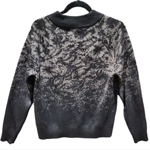 Athleta Women Jacquard Crew‎ Sweater in Frosted Floral Black And Tan Extra Small thumbnail 5