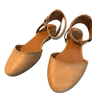Lucky Brand Causia Sandals Brown Tan Leather Ankle Strap Braided Buckle Size 7.5 thumbnail 1