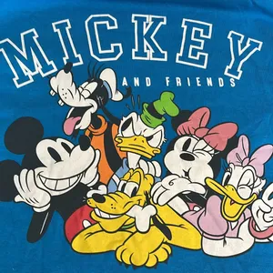Mickey And Friends Mickey Mouse Pluto Goofy Donald Duck Blue Crop Top Womens M thumbnail 2