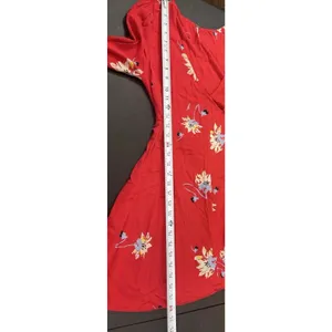 Free People Red Floral Wrap Dress Women’s S Bell Sleeve Boho Mini Dress thumbnail 9